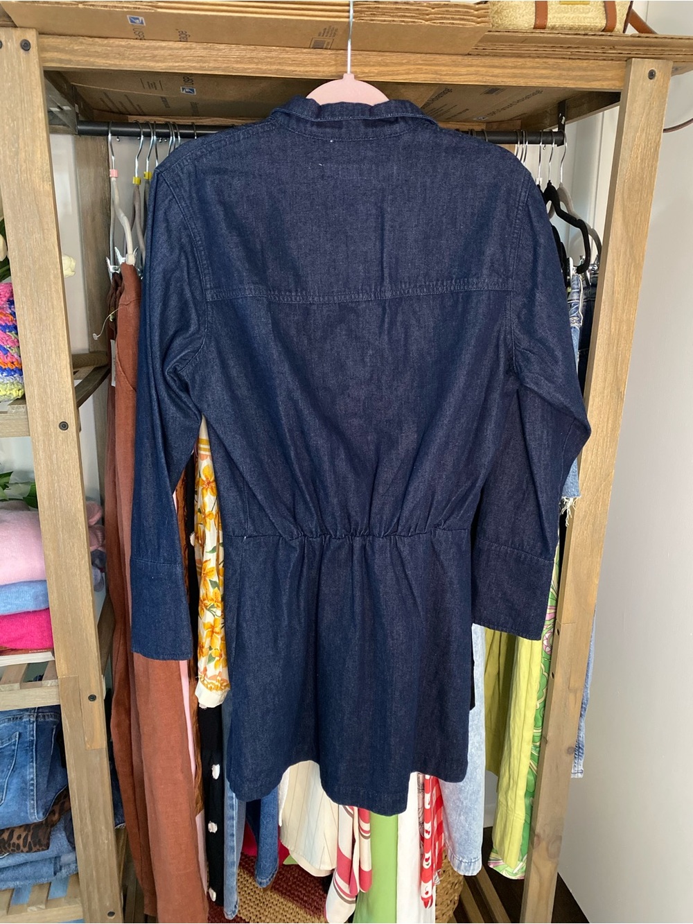 ZARA Dark Indigo Long Smocked Back Denim Jacket! 🌌 - Picture 4 of 11